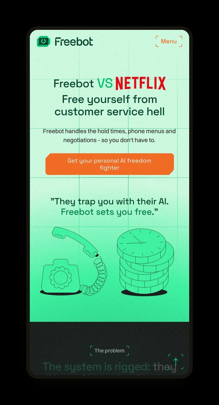 The Freebot app on mobile