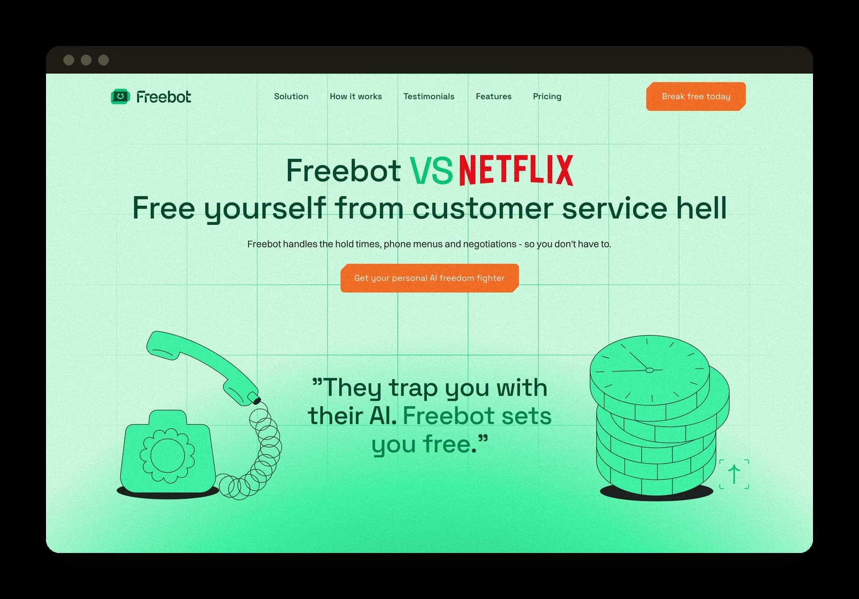 Freebot.ai, the live site
