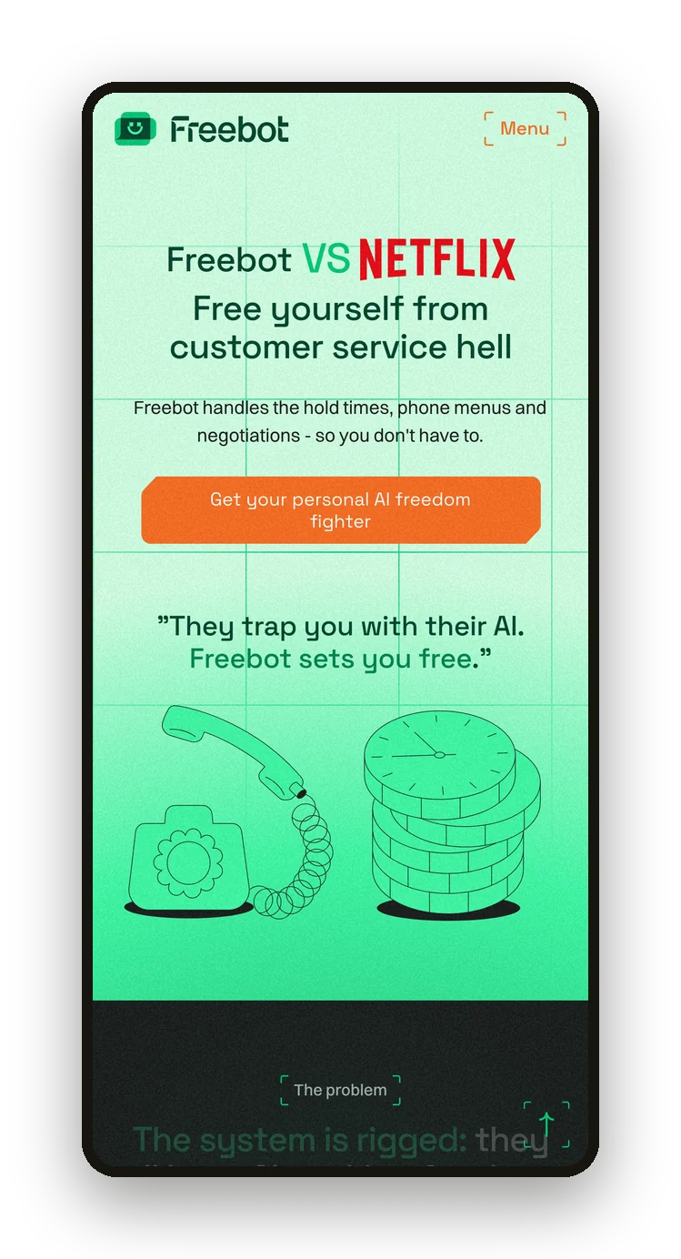 The Freebot app on mobile